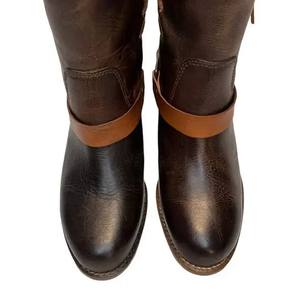 Latigo Women's Thistle Leather Boots Lace Up Harness Buckle Brown Size 7M - Picture 5 of 16